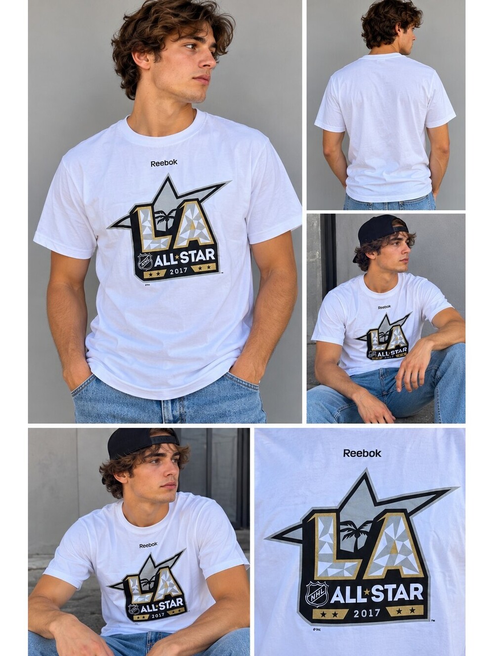 2017 NHL All-Star LA Reebok T-Shirt Men’s Large White Hockey Tee